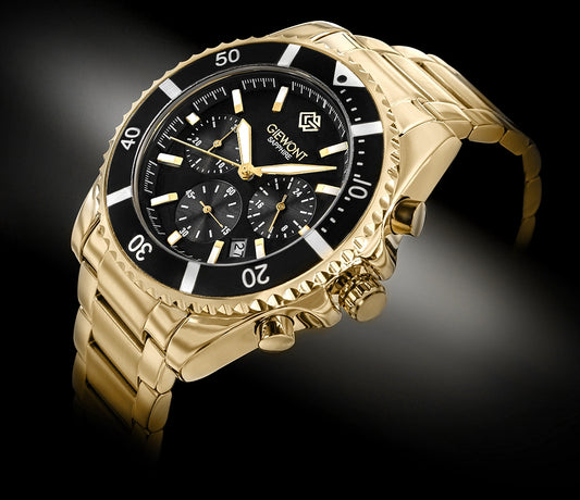Zegarek Męski Giewont Chronograph Sapphire Złoto Czarny GW3970-B7