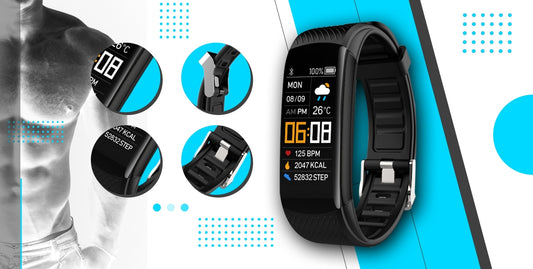 Smartwatch GIEWONT Czarno Niebieski 2 Paski GW200-7