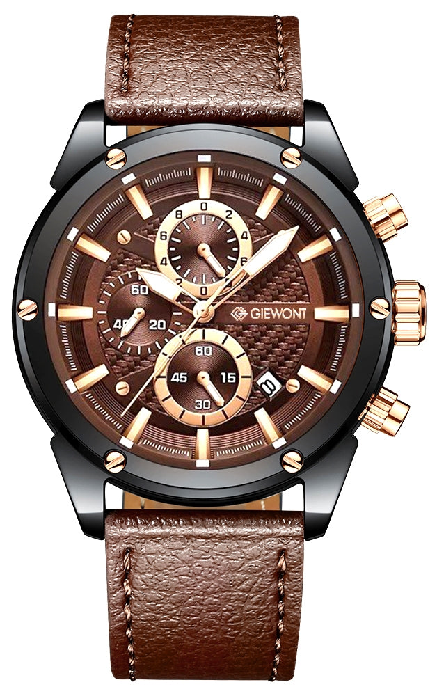 Giewont Chronograph Saphir Herrenuhr Schwarz Braun GW8810-A3