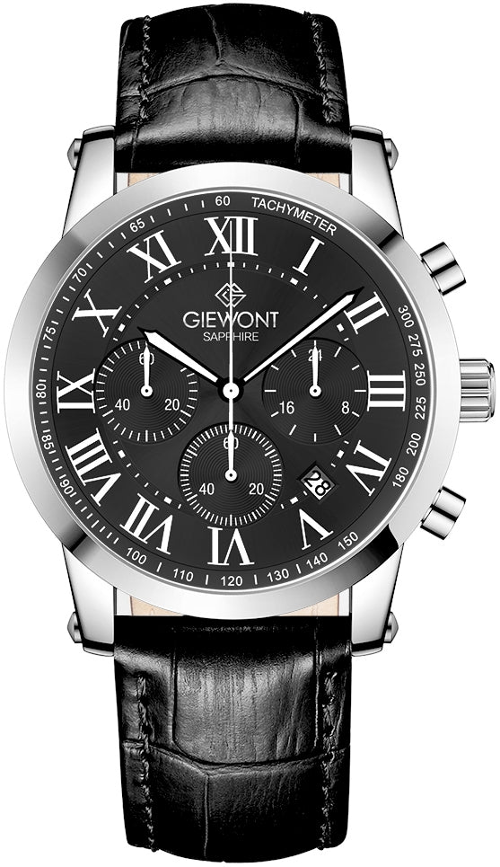 Herrenuhr Giewont Chronograph Saphir Silber Schwarz GW6260-A2