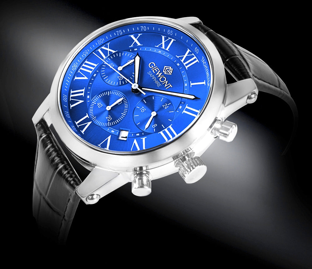 Zegarek Męski Giewont Chronograph Sapphire Srebrno Niebieski GW6260-A4