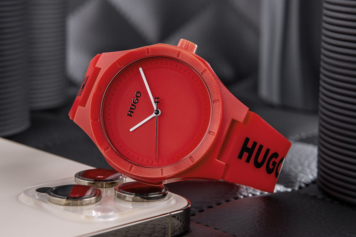 Herrenuhr HUGO Lit For Him Rot 1530346 + BOX