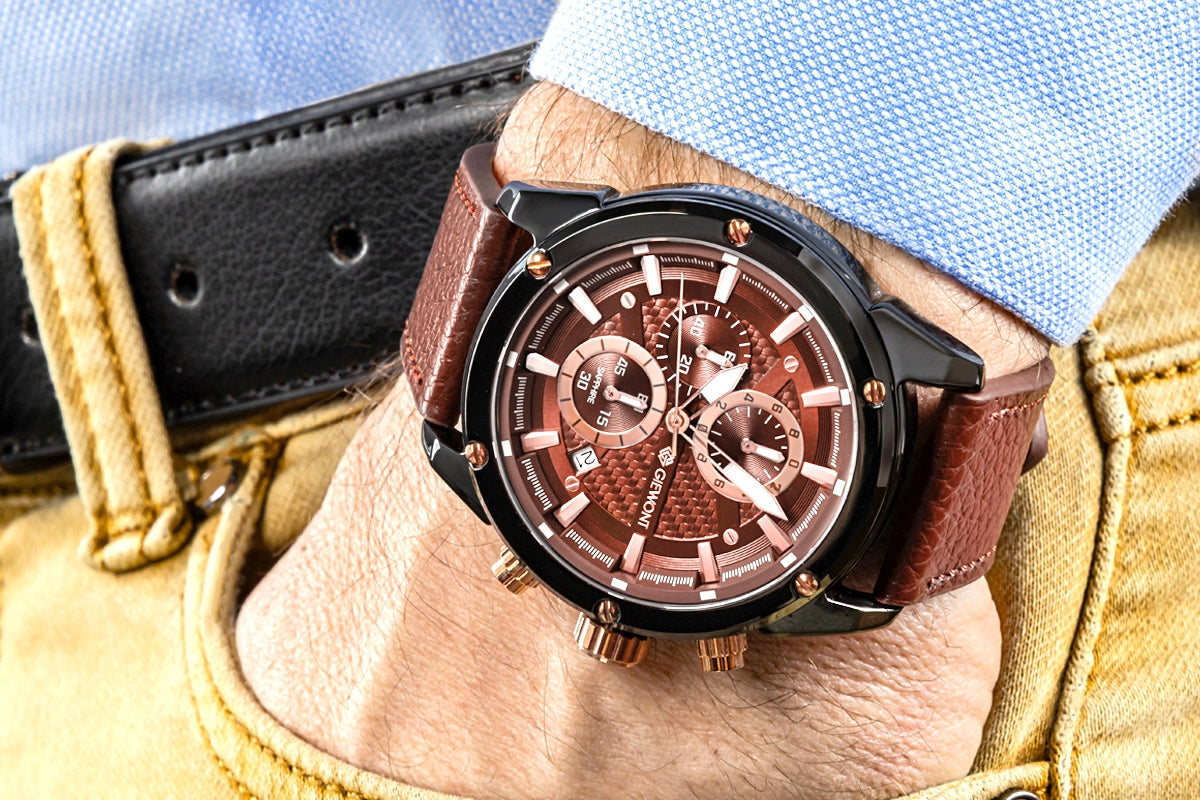 Giewont Chronograph Saphir Herrenuhr Schwarz Braun GW8810-A3