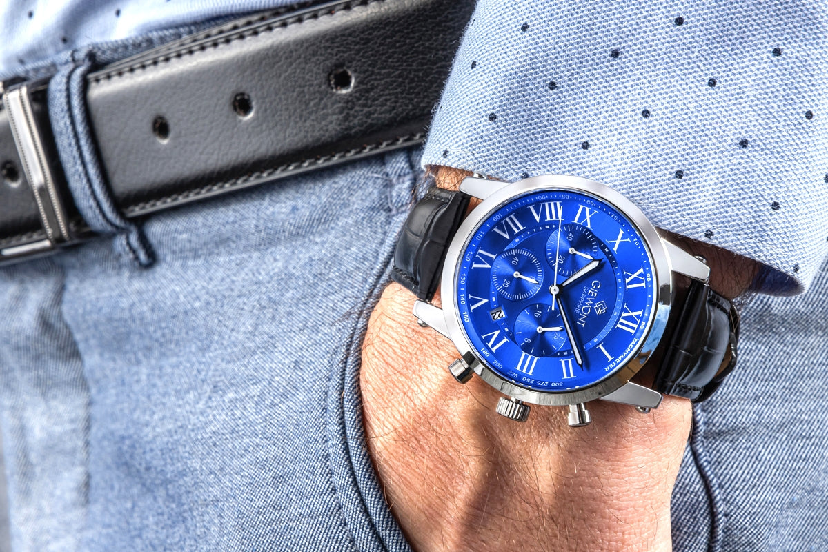 Zegarek Męski Giewont Chronograph Sapphire Srebrno Niebieski GW6260-A4