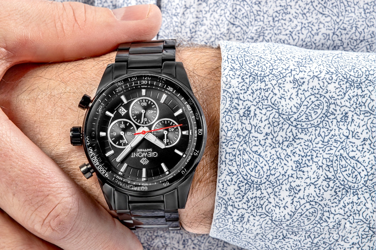 Zegarek Męski Giewont Chronograph Sapphire Czarny GW9140-B2