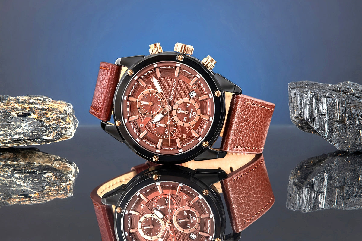 Giewont Chronograph Saphir Herrenuhr Schwarz Braun GW8810-A3