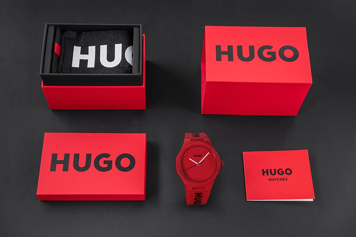 Herrenuhr HUGO Lit For Him Rot 1530346 + BOX