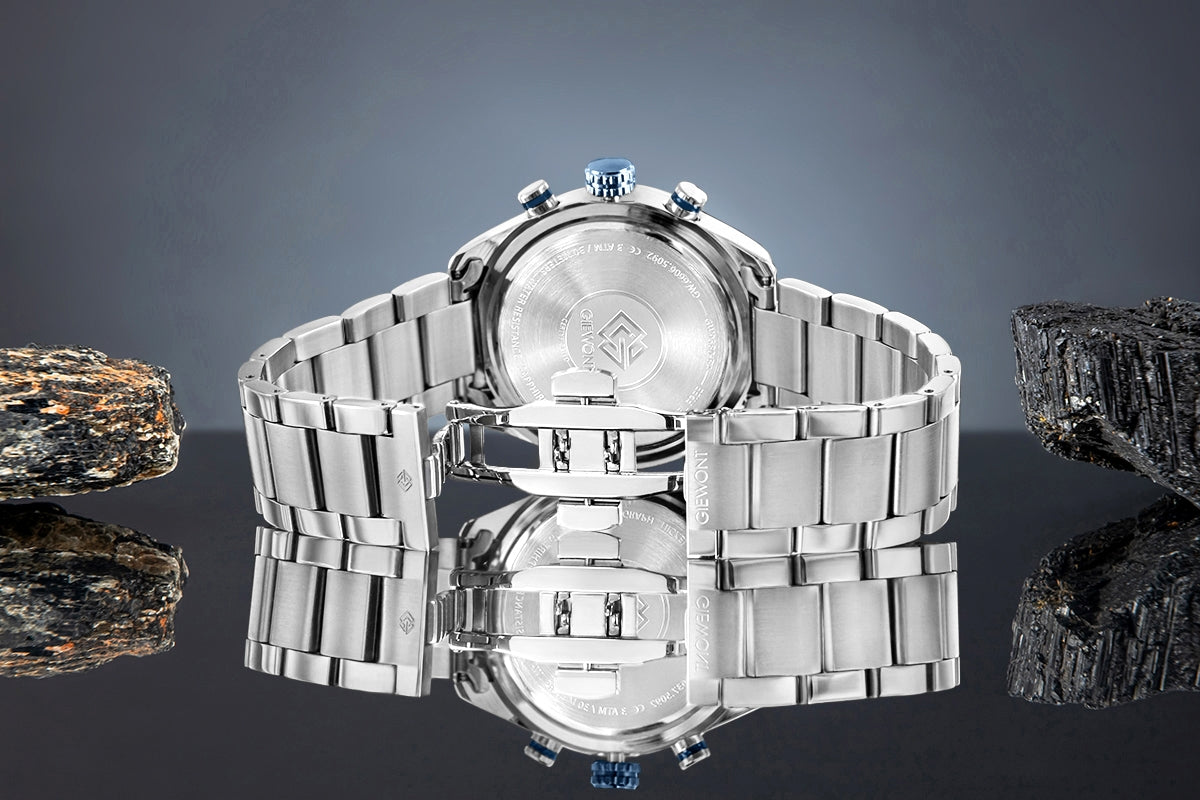 Zegarek Męski Giewont Chronograph Sapphire Srebrno Niebieski GW9580-B3