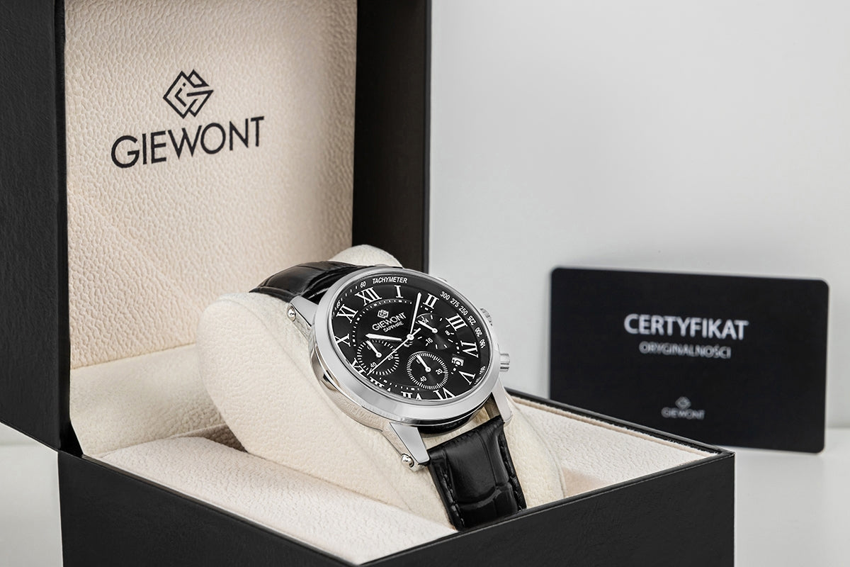 Herrenuhr Giewont Chronograph Saphir Silber Schwarz GW6260-A2