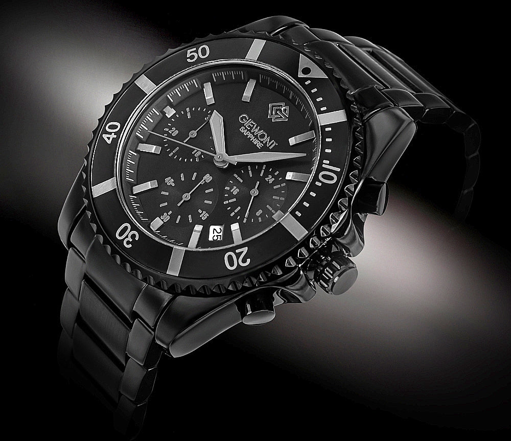 Giewont Herrenuhr Chronograph Saphir Schwarz Titan GW3970-B1
