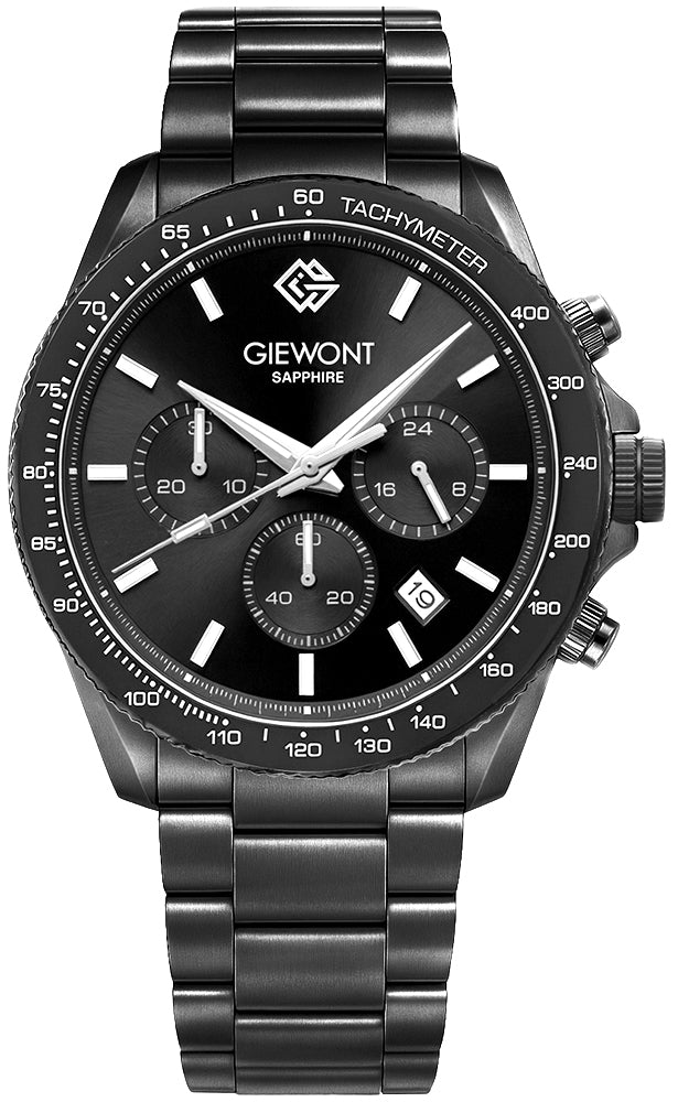 Giewont Men's Chronograph Sapphire Watch Black GW3520-B1