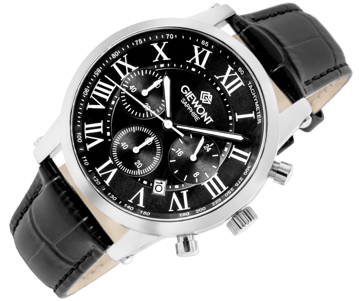 Herrenuhr Giewont Chronograph Saphir Silber Schwarz GW6260-A2