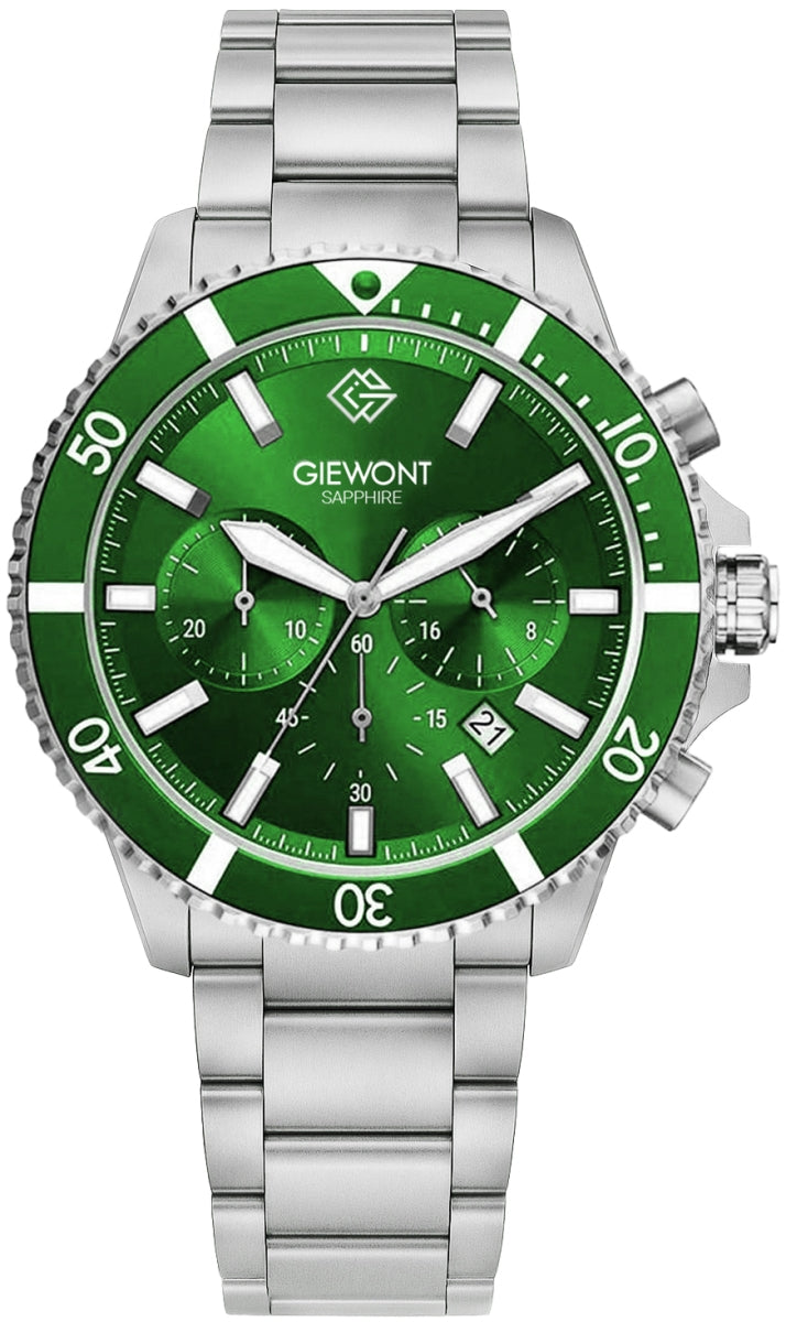 Herrenuhr Giewont Chronograph Saphir Silber-Grün GW3970-B8