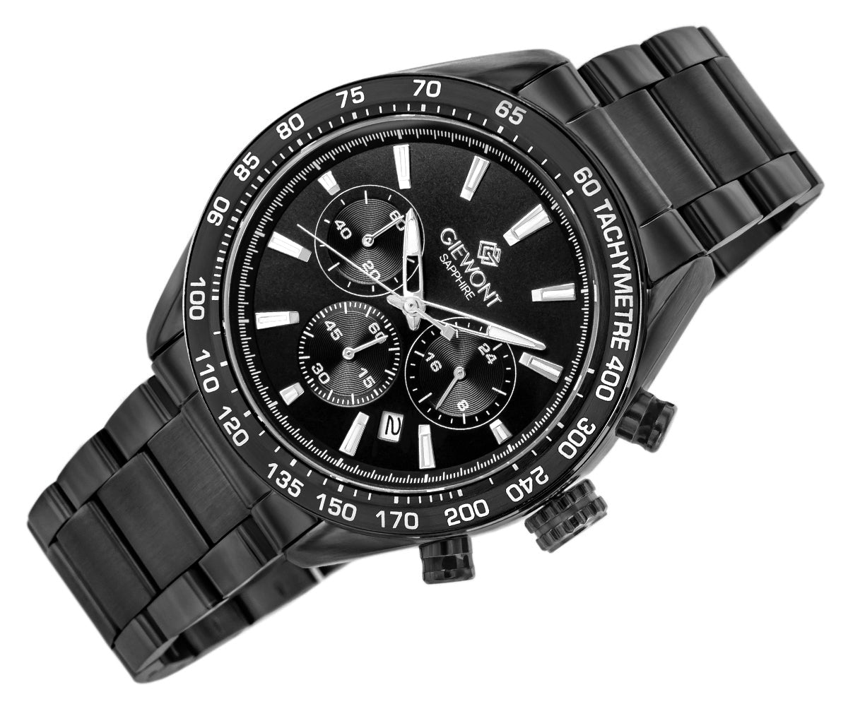 Zegarek Męski Giewont Chronograph Sapphire Czarny GW9580-B2