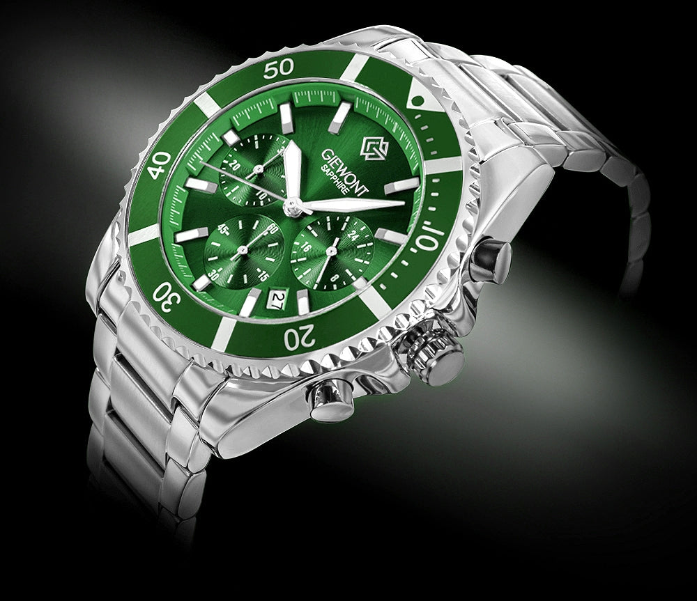 Herrenuhr Giewont Chronograph Saphir Silber-Grün GW3970-B8