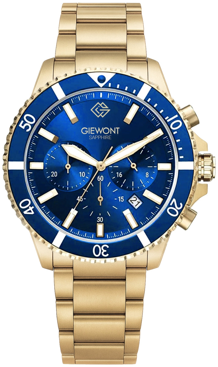 Herrenuhr Giewont Chronograph Saphir Gold Blau GW3970-B6