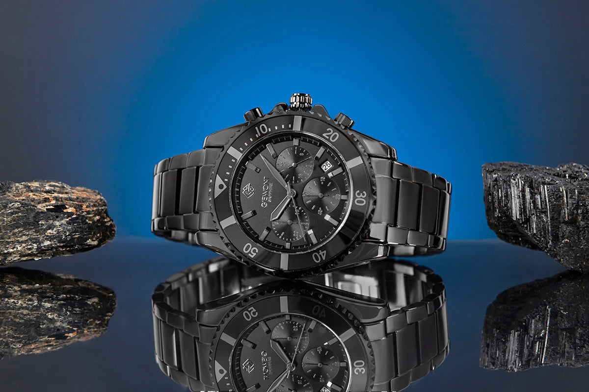 Giewont Herrenuhr Chronograph Saphir Schwarz Titan GW3970-B1