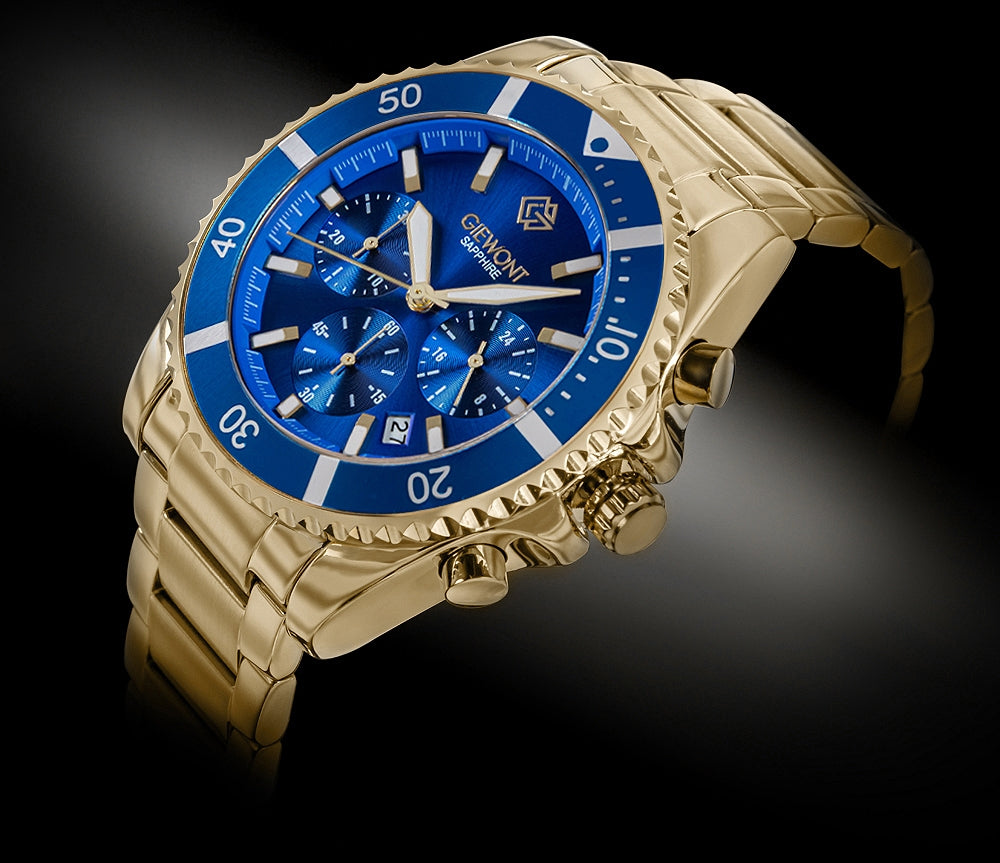 Herrenuhr Giewont Chronograph Saphir Gold Blau GW3970-B6
