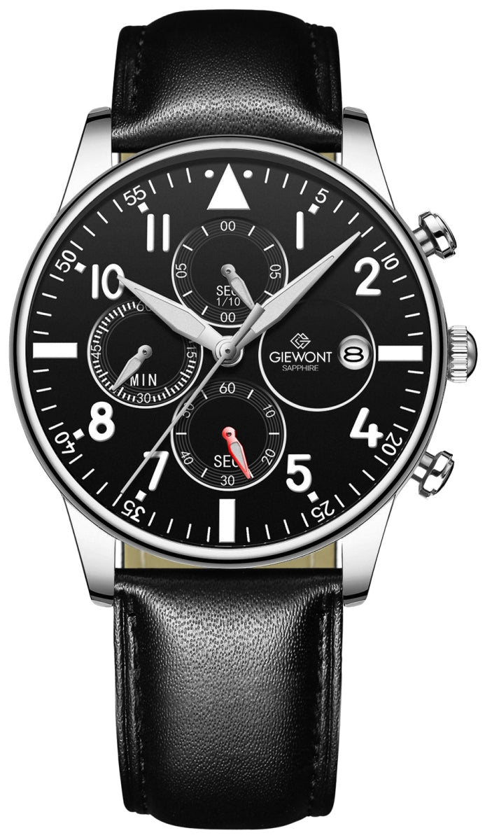 Herrenuhr Giewont Chronograph Saphir Schwarz Silber GW5630-A2