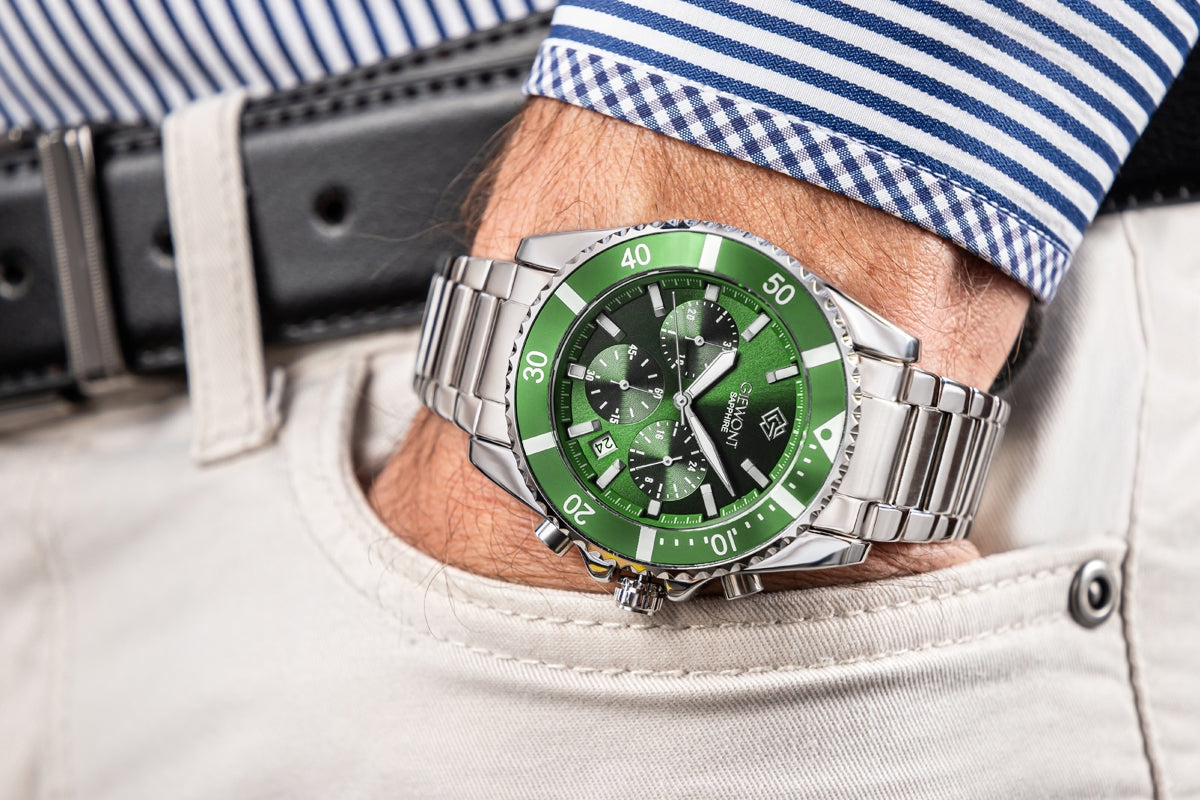 Herrenuhr Giewont Chronograph Saphir Silber-Grün GW3970-B8