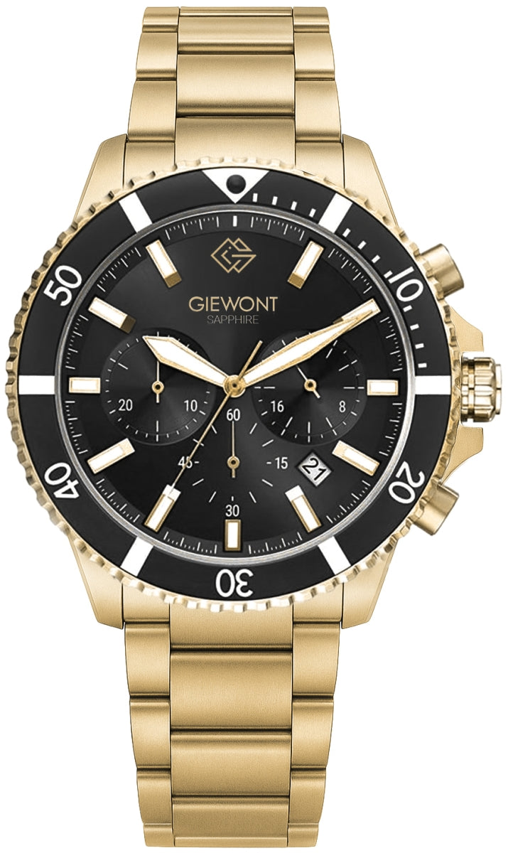 Herrenuhr Giewont Chronograph Saphir Gold Schwarz GW3970-B7