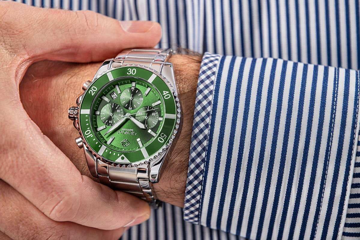 Herrenuhr Giewont Chronograph Saphir Silber-Grün GW3970-B8