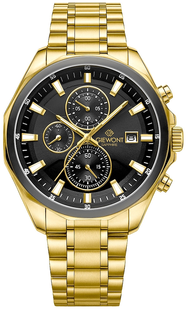 Herrenuhr Giewont Chronograph Saphir Gold Schwarz GW7290-B4