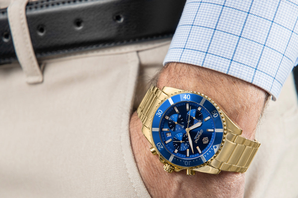 Herrenuhr Giewont Chronograph Saphir Gold Blau GW3970-B6