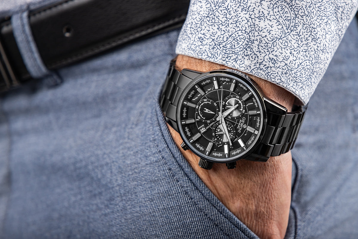 Zegarek Męski Giewont Chronograph Sapphire Czarny GW4580-B1