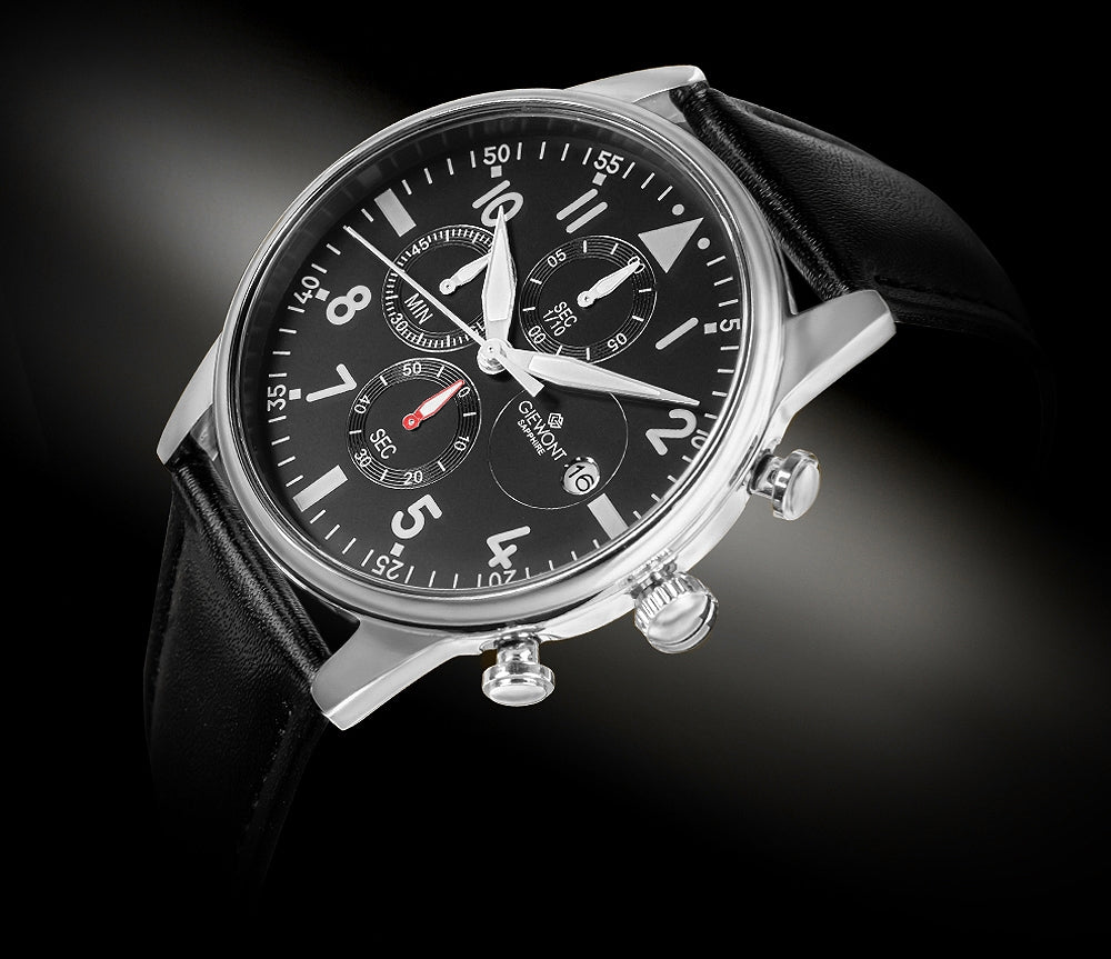 Herrenuhr Giewont Chronograph Saphir Schwarz Silber GW5630-A2