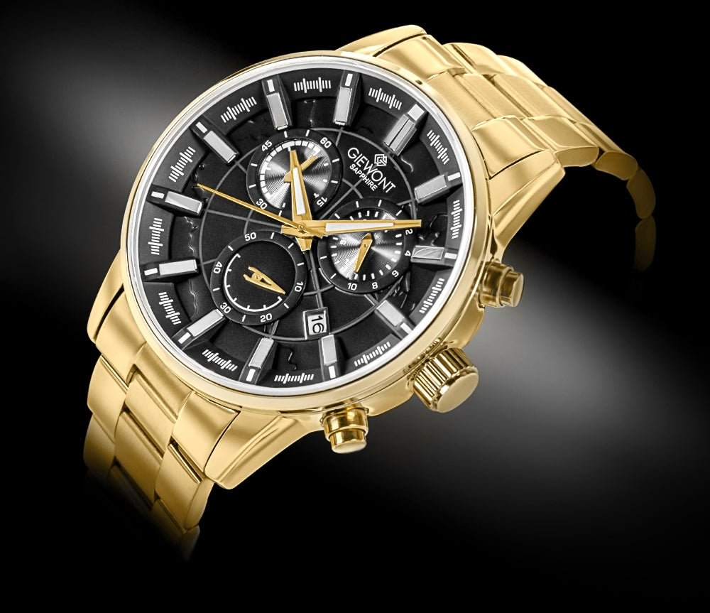 Herrenuhr Giewont Chronograph Saphir Gold Schwarz GW4580-B4