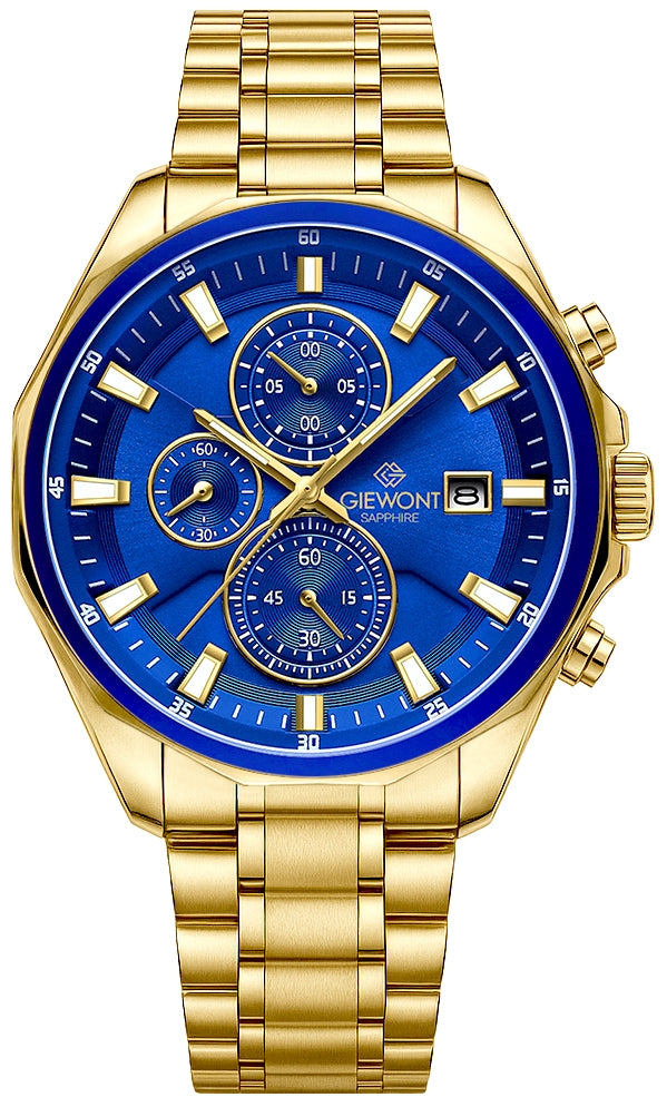 Herrenuhr Giewont Chronograph Saphir Gold Blau GW7290-B6
