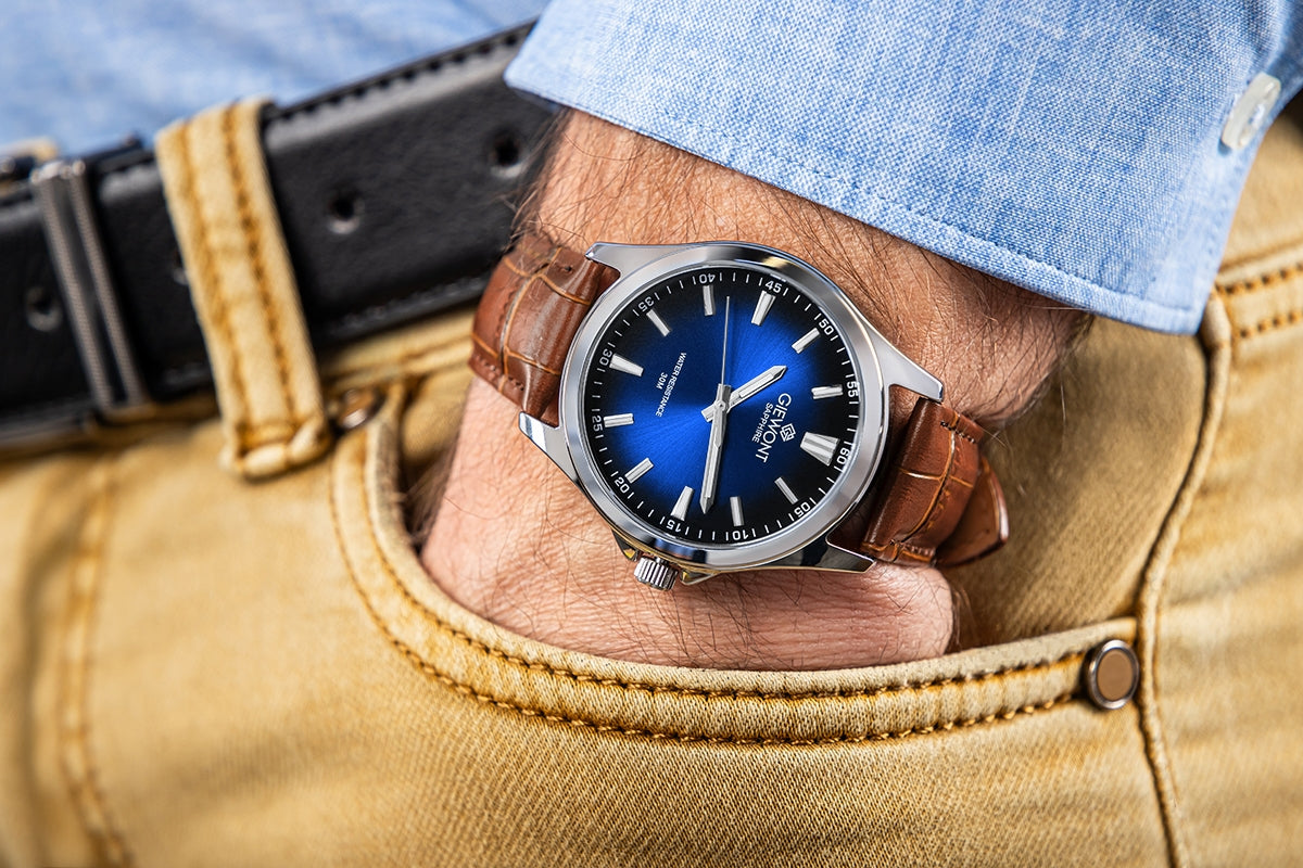 Giewont Elegance Sapphire Men's Watch Brown-Blue GW5160-A7