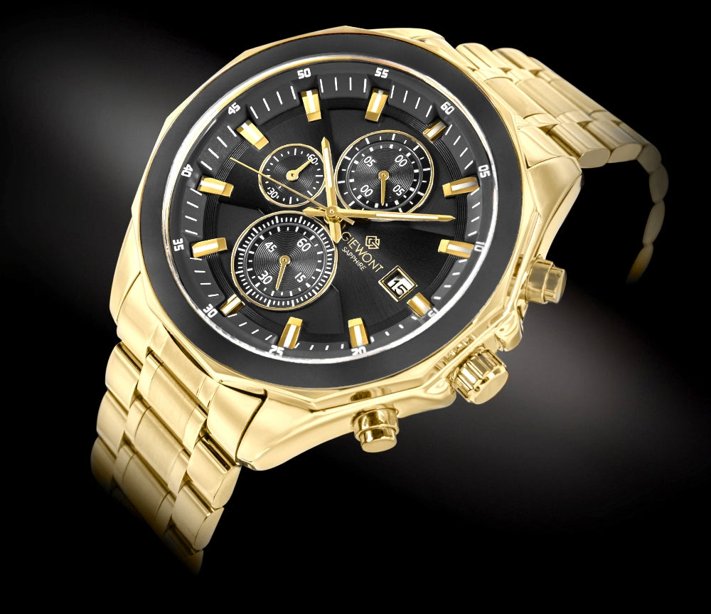 Herrenuhr Giewont Chronograph Saphir Gold Schwarz GW7290-B4
