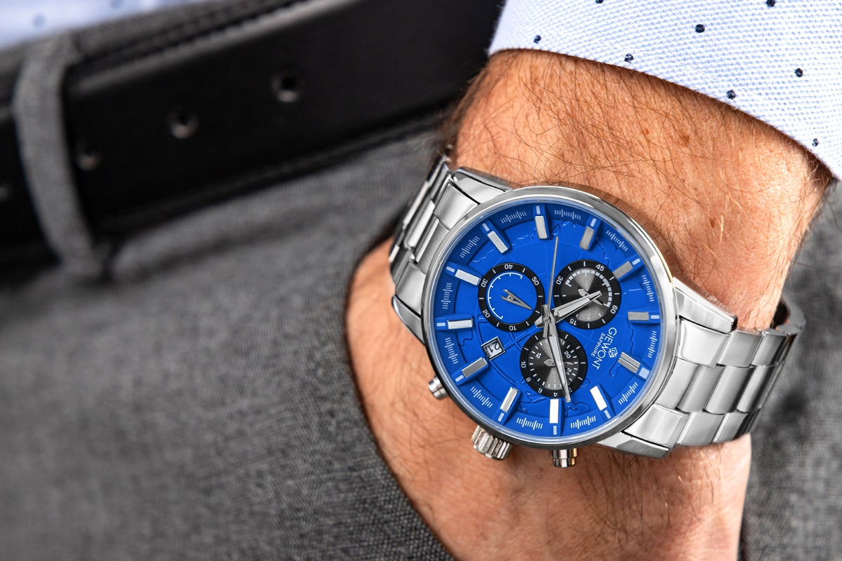 Herrenuhr Giewont Chronograph Saphir Silber-Blau GW4580-B3