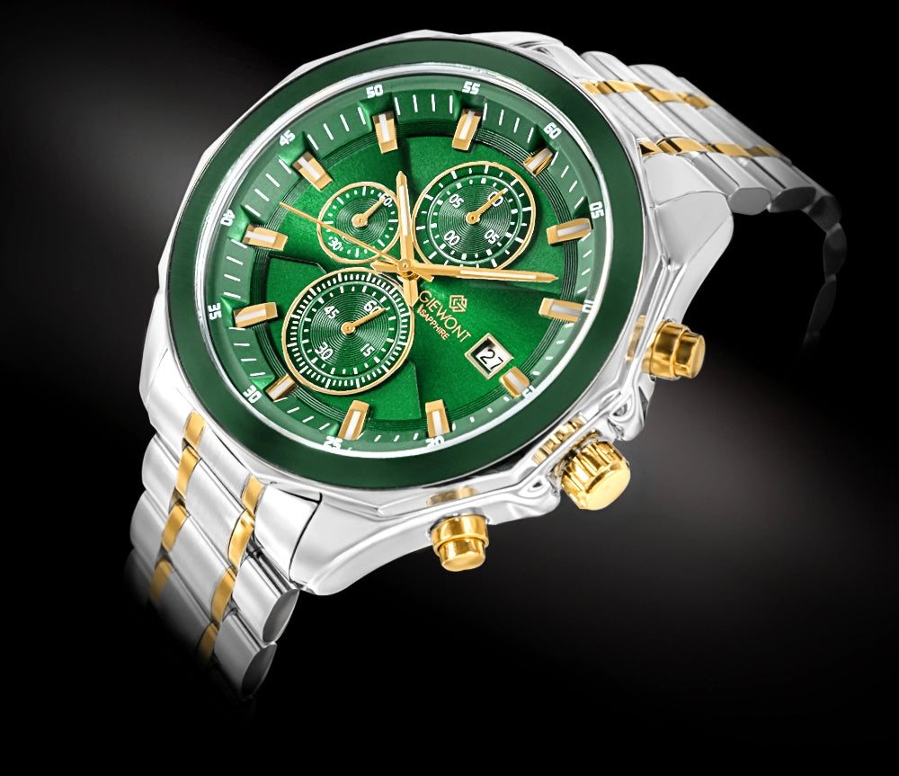 Herrenuhr Giewont Chronograph Saphir Silber Grün GW7290-B7