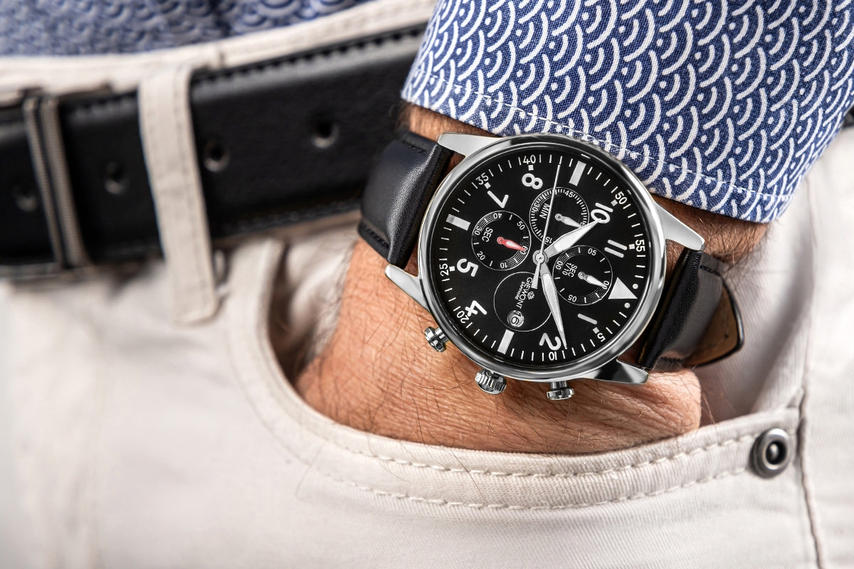 Herrenuhr Giewont Chronograph Saphir Schwarz Silber GW5630-A2