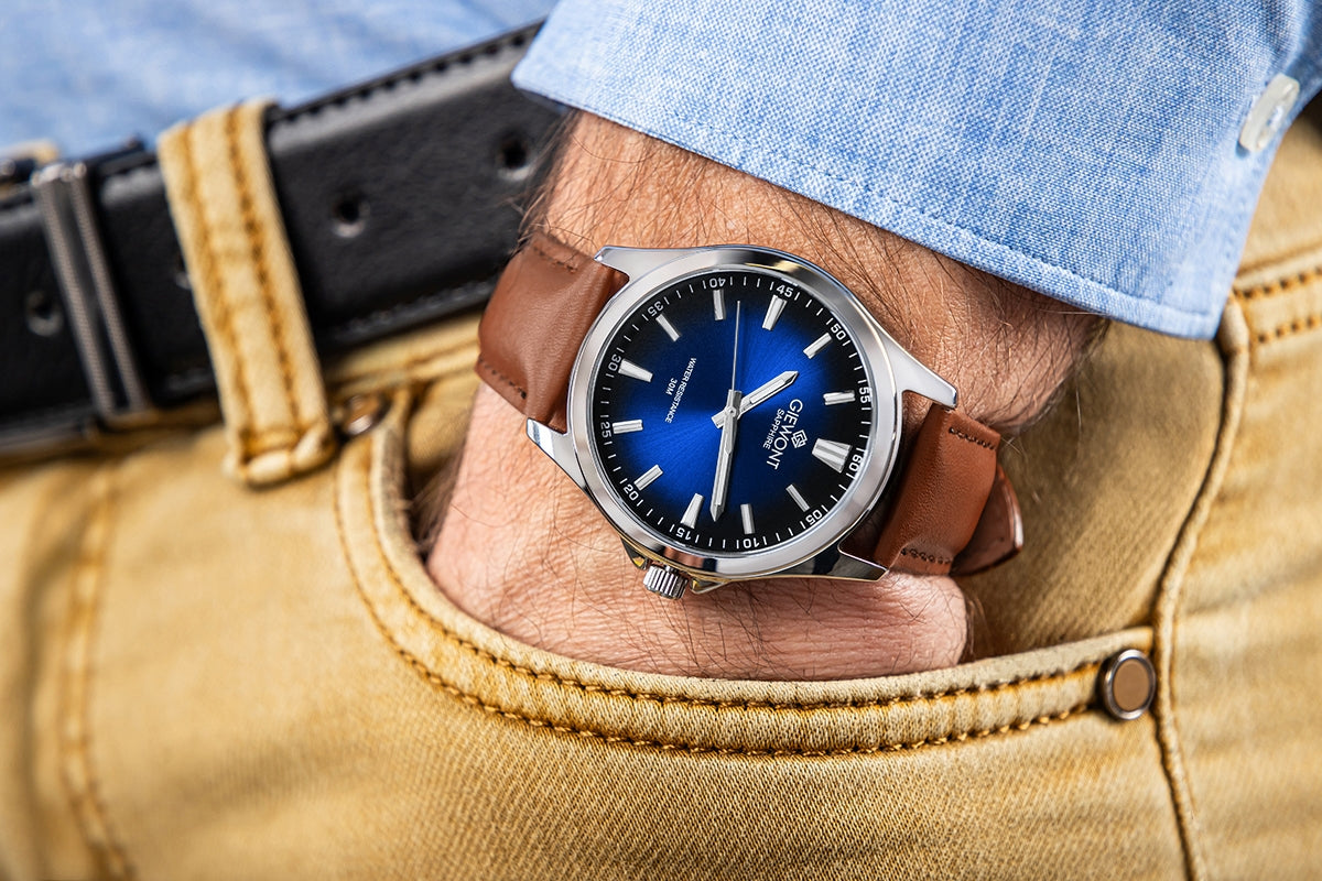 Giewont Elegance Sapphire Men's Watch Brown Blue GW5160-A4