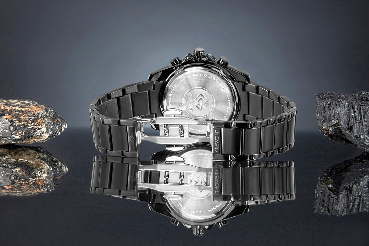 Giewont Herrenuhr Chronograph Saphir Schwarz Titan GW3970-B1