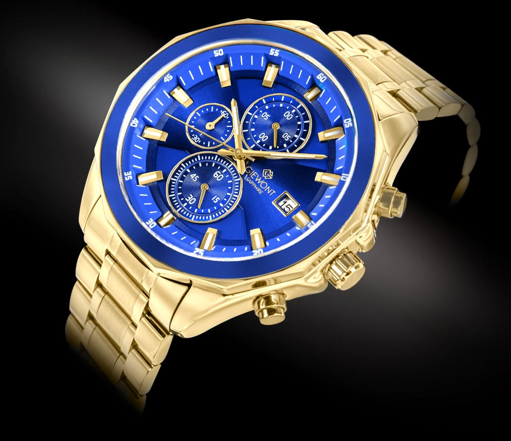 Herrenuhr Giewont Chronograph Saphir Gold Blau GW7290-B6