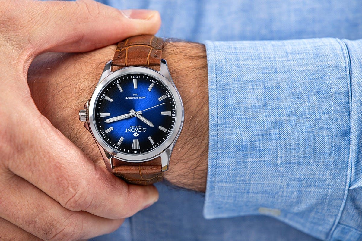 Giewont Elegance Sapphire Men's Watch Brown-Blue GW5160-A7