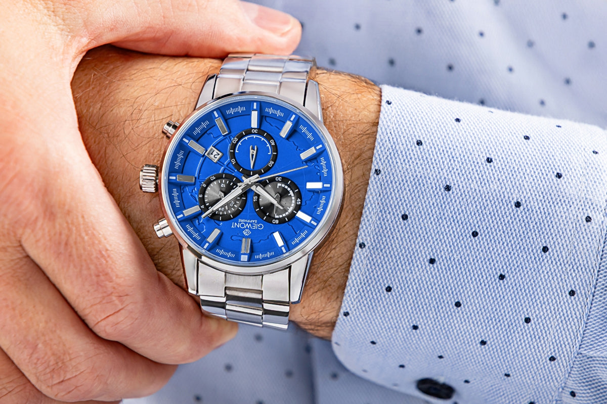 Herrenuhr Giewont Chronograph Saphir Silber-Blau GW4580-B3