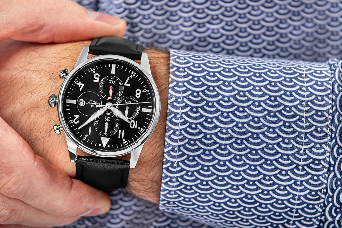 Herrenuhr Giewont Chronograph Saphir Schwarz Silber GW5630-A2
