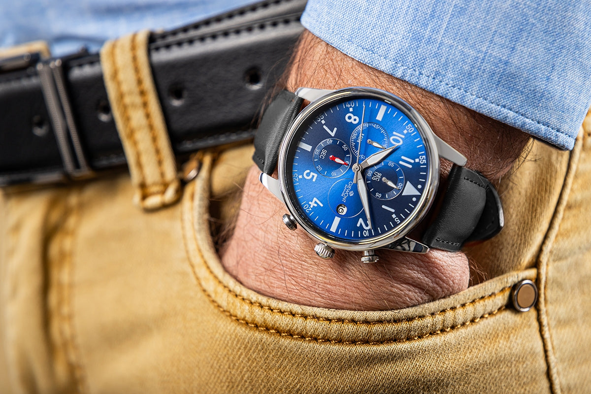 Herrenuhr Giewont Chronograph Saphir Schwarz-Blau GW5630-A3