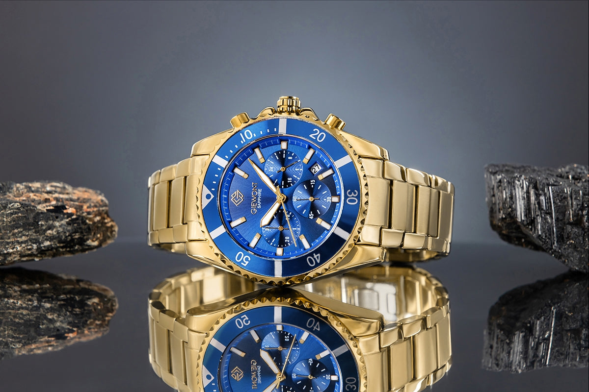 Herrenuhr Giewont Chronograph Saphir Gold Blau GW3970-B6