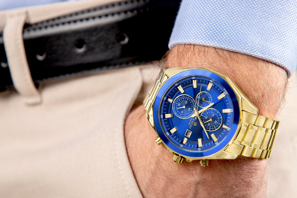 Herrenuhr Giewont Chronograph Saphir Gold Blau GW7290-B6