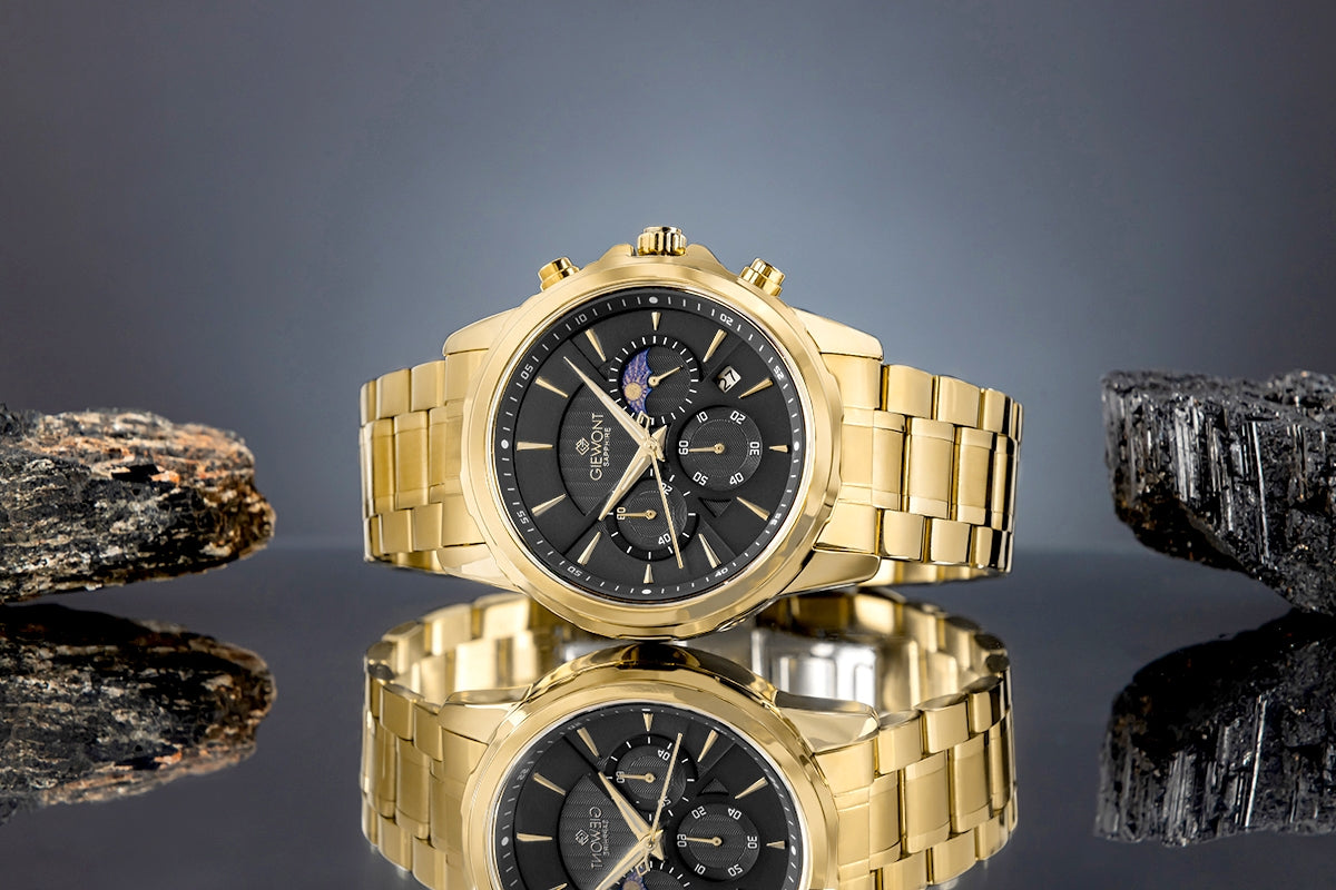 Herrenuhr Giewont Chronograph Saphir Gold Schwarz GW9460-B4