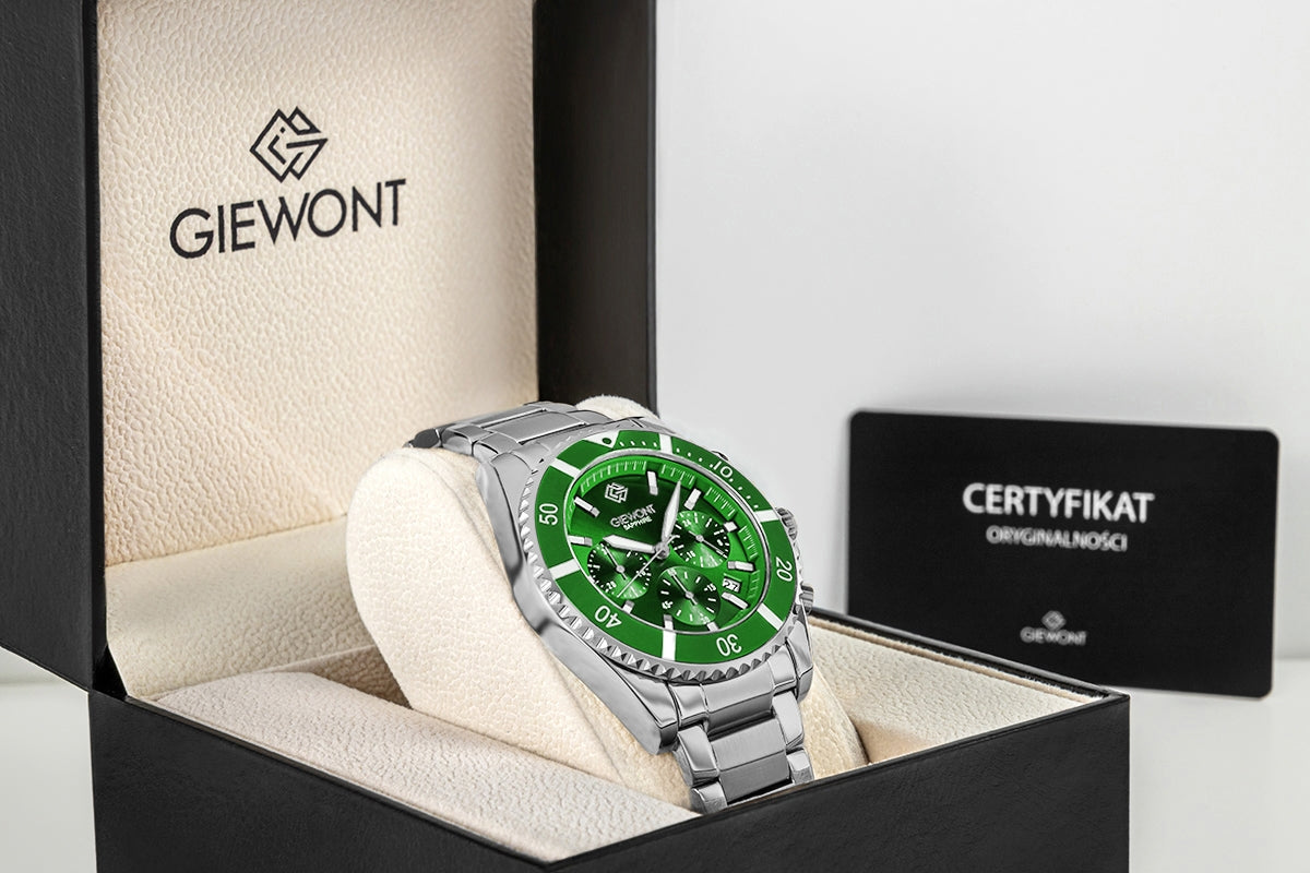 Herrenuhr Giewont Chronograph Saphir Silber-Grün GW3970-B8