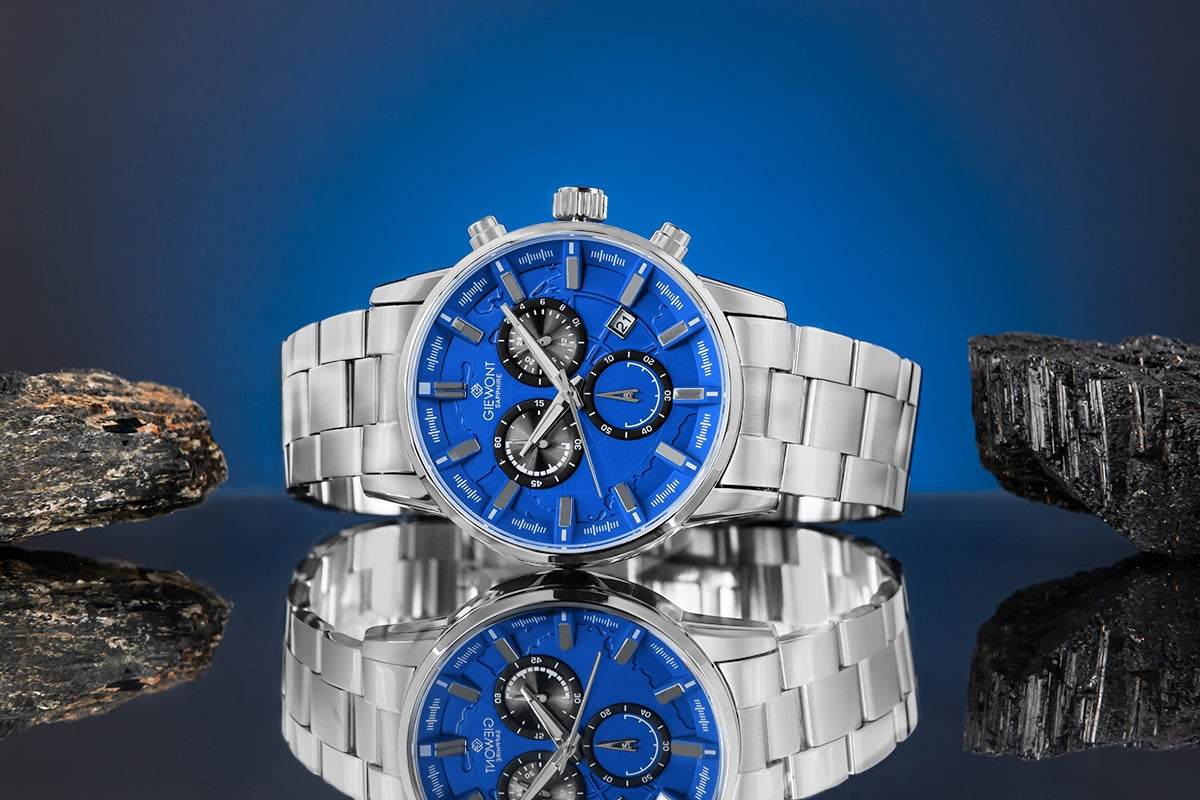 Herrenuhr Giewont Chronograph Saphir Silber-Blau GW4580-B3