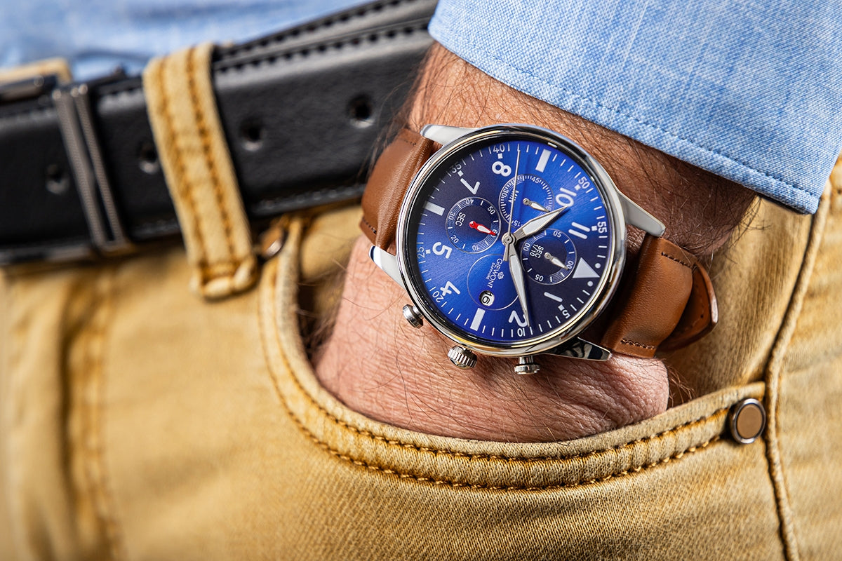 Herrenuhr Giewont Chronograph Saphir Braun-Blau GW5630-A6